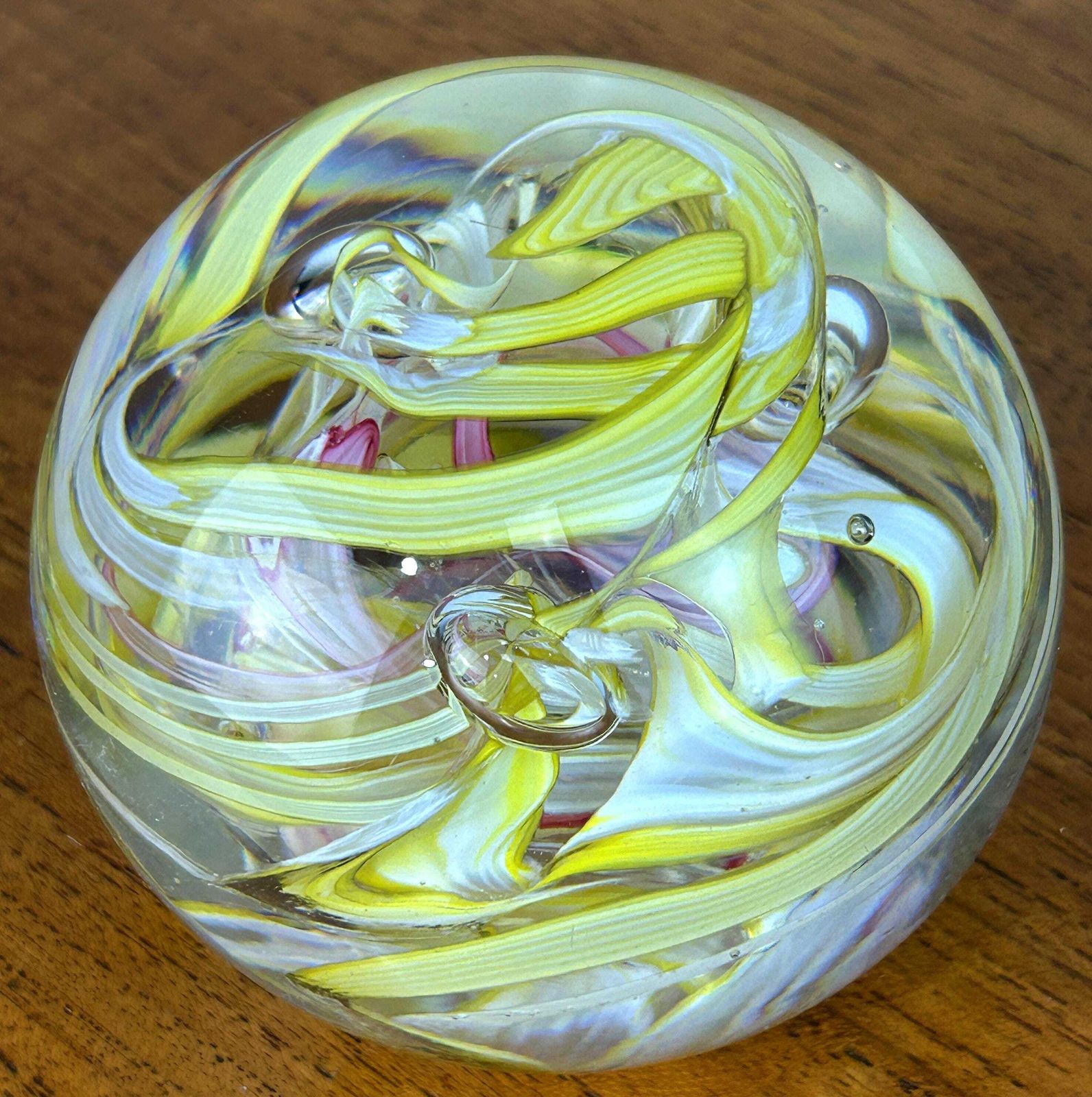 Beautiful Whitefriars Glass Paperweight Swirling Ribbons Bubbles Ray Annenberg photo Home Decor
