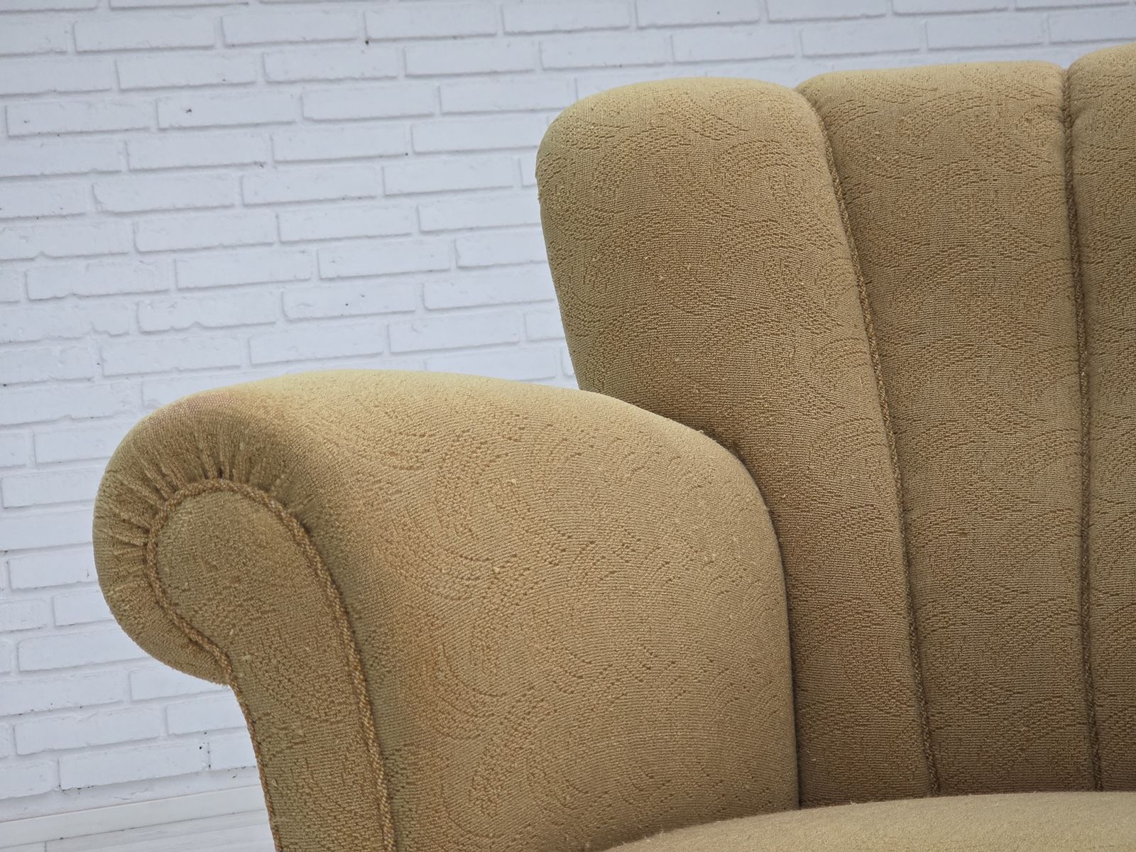 1960s, Danish Relax Chair, Original Light Green Furniture Wool. photo for sale