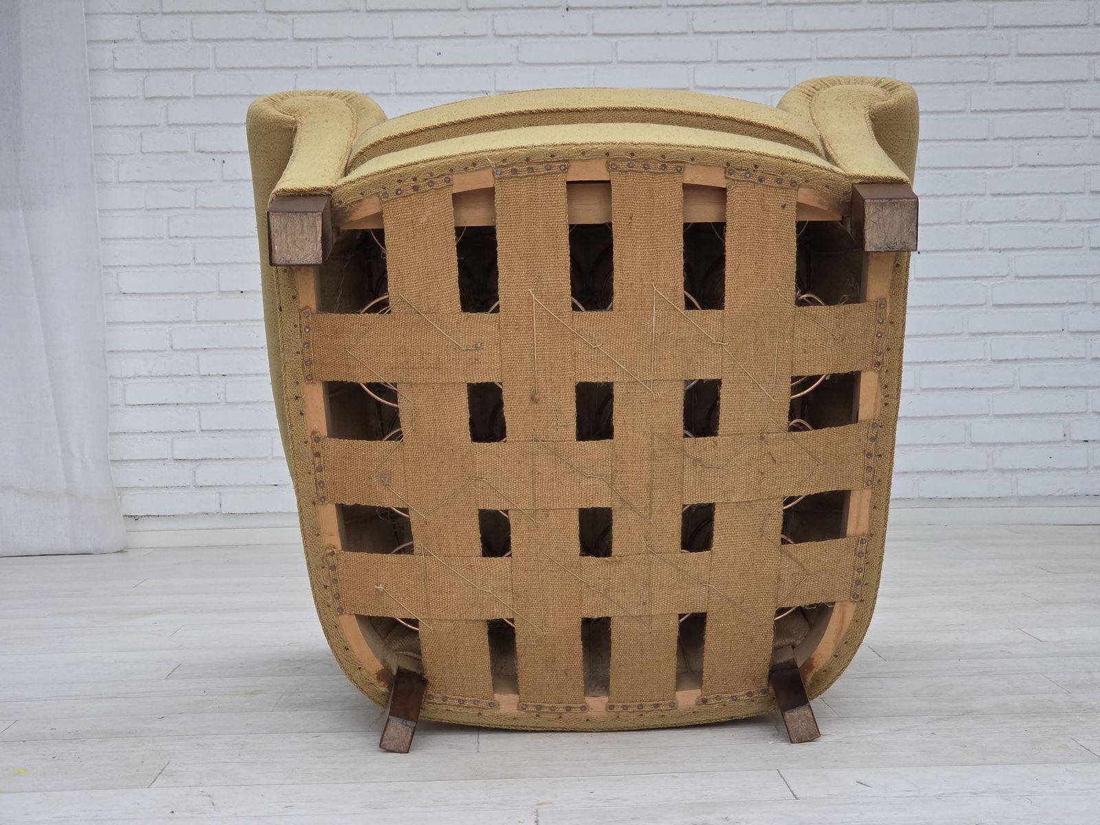 1960s, Danish Relax Chair, Original Light Green Furniture Wool. photo buy
