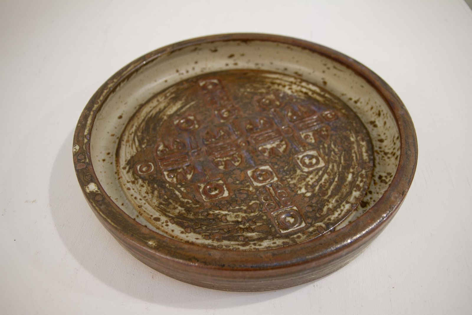 photo vintage Large Mid Century Danish Stoneware Dish By Jørgen Mogensen, 1970s.