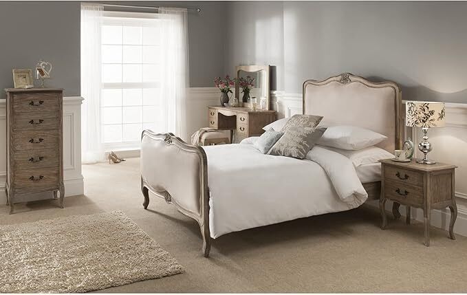 Brand New Pretty Montpellier Blanc Solid Wood 5 Draw Tallboy  	Rrp £579 photo furniture