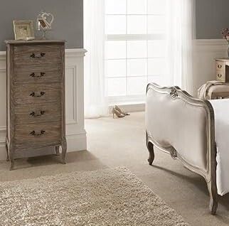 Brand New Pretty Montpellier Blanc Solid Wood 5 Draw Tallboy  	Rrp £579 photo for sale