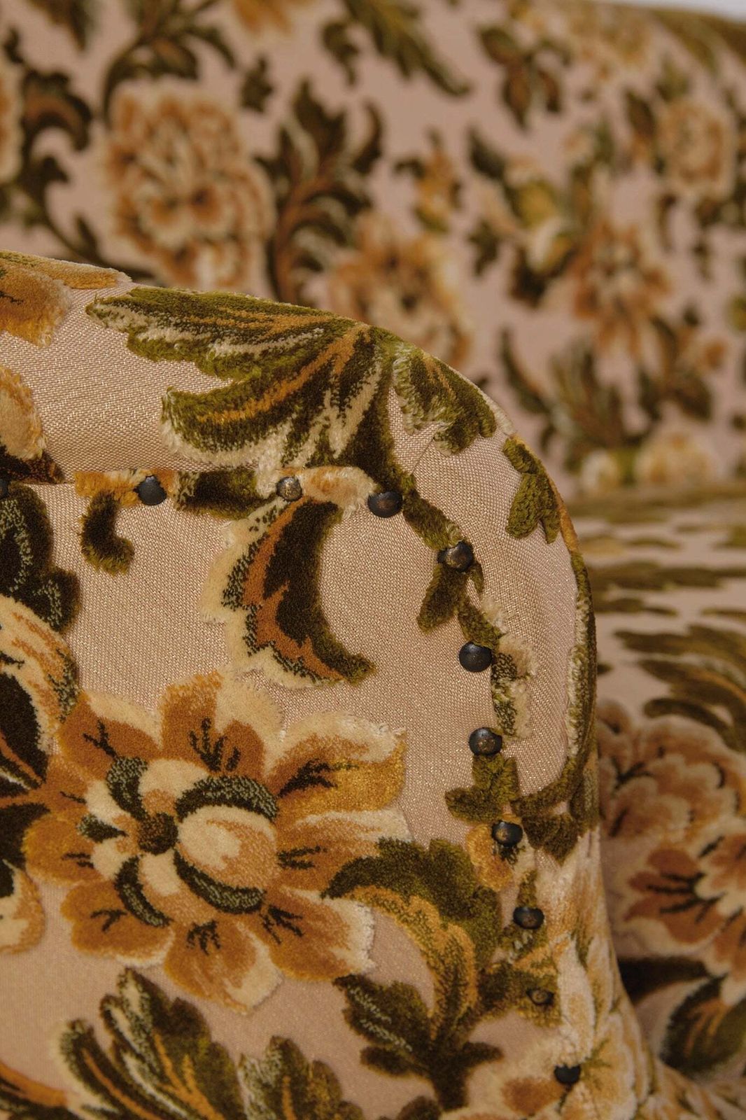 photo for sale Italian Velvet Floral Sofa 1960s