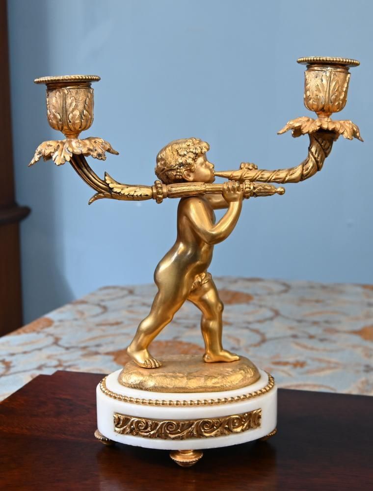 photo buy French Gilt Clock Set Garniture Cherub Candelabras Louis XV