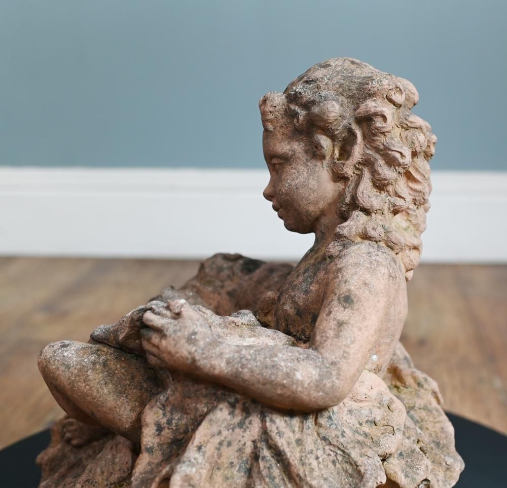 Garden Decor Antique Terracotta Garden Cherub Nymph Statue photo