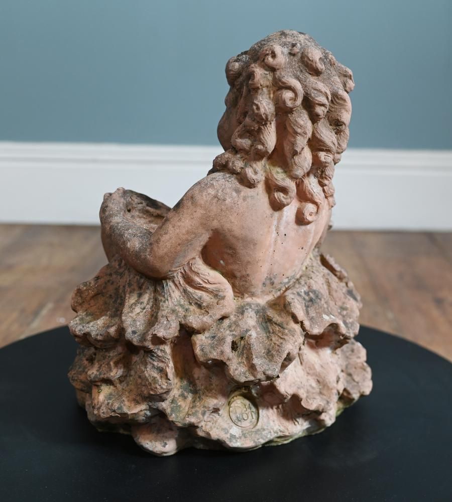 375.0 Antique Terracotta Garden Cherub Nymph Statue photo