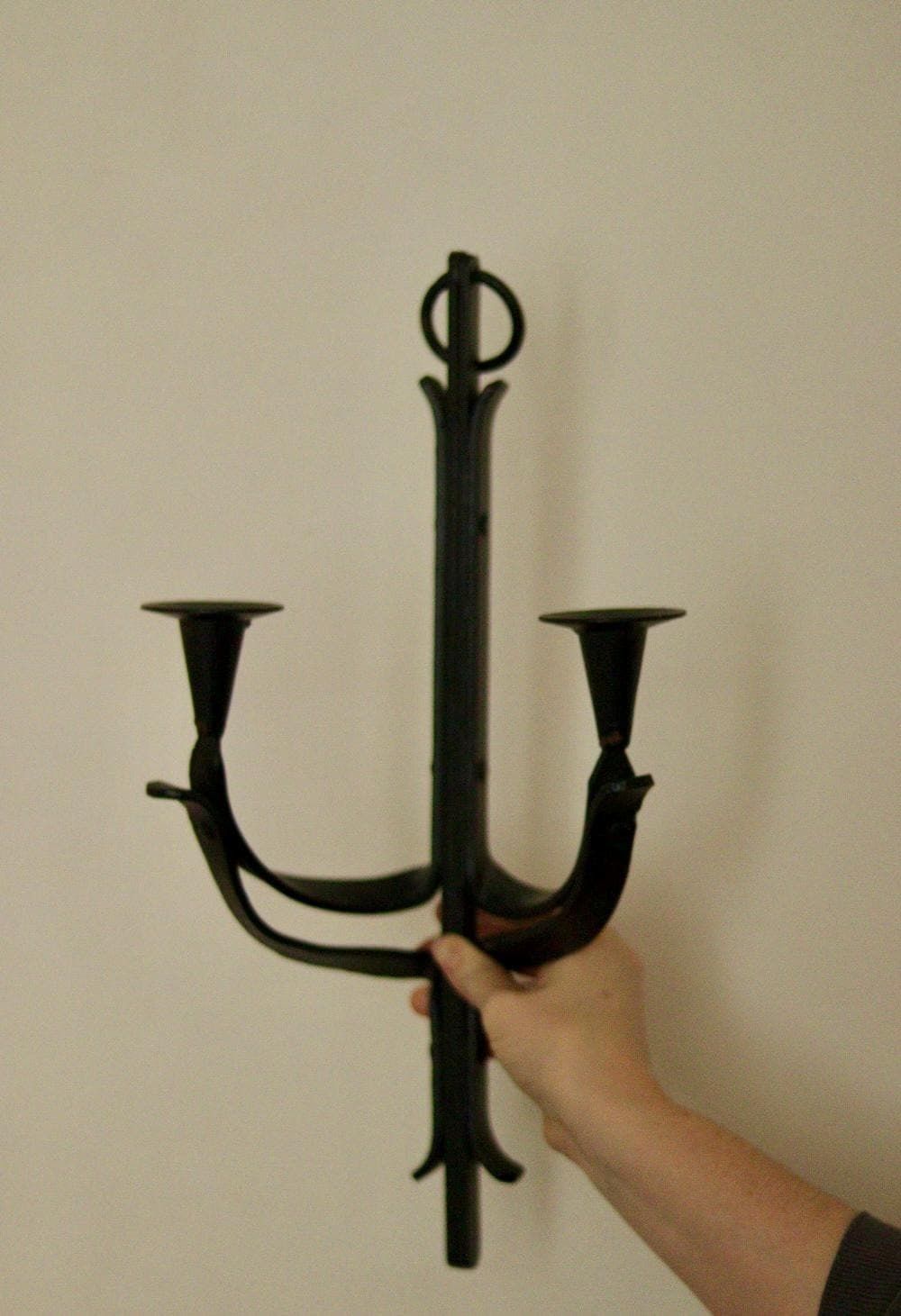 Vintage Wrought Iron Sconce With Black Coating photo furniture