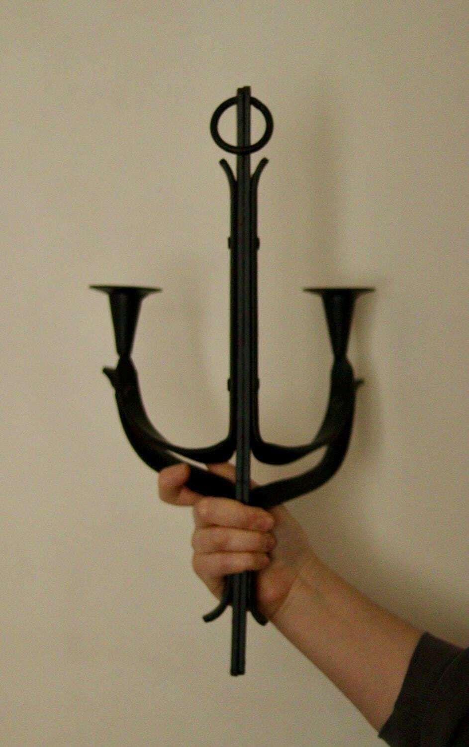 Vintage Wrought Iron Sconce With Black Coating photo vinterior