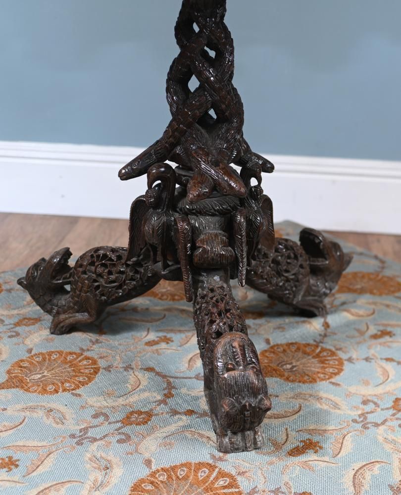 photo for sale Antique Burmese Side Table Carved Hardwood Myanmar Furniture
