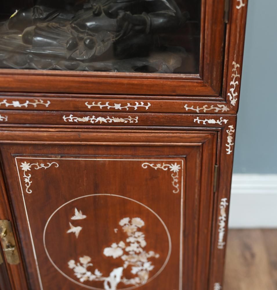Pair Chinese Display Cabinets Mother Of Pearl Inlay 1900 photo for sale