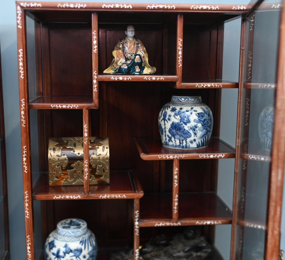 Pair Chinese Display Cabinets Mother Of Pearl Inlay 1900 photo buy