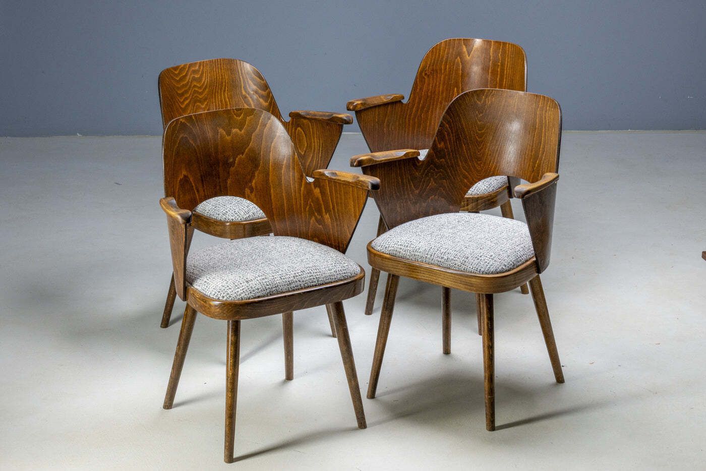 Set Of 4 Dining Chairs, Oswald Haerdtl, 1950s, Czechoslovakia photo vintage