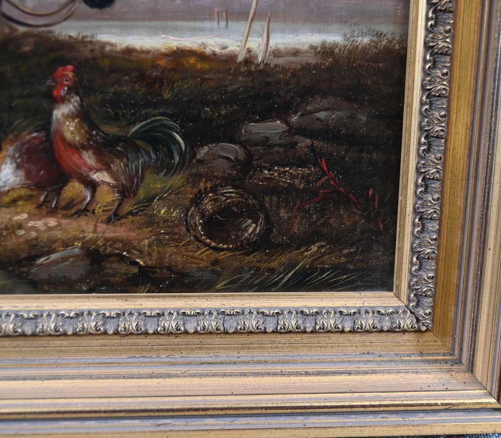Victorian Oil Painting Horse Farmyard Scene 1880 photo 1150.0