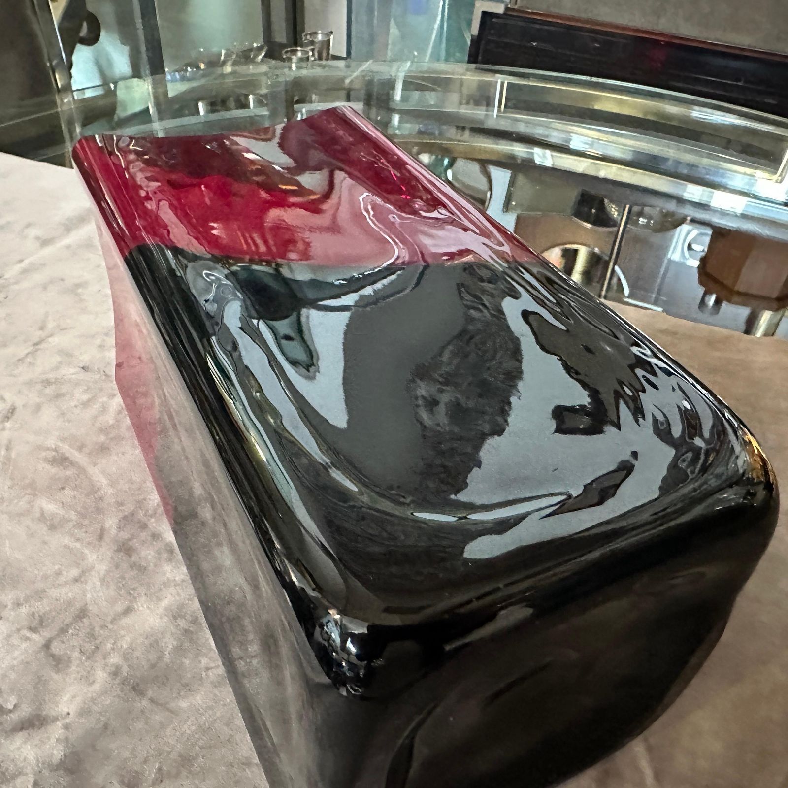 Home Decor 1980s Modern Red And Black Murano Glass Vase By Carlo Moretti photo