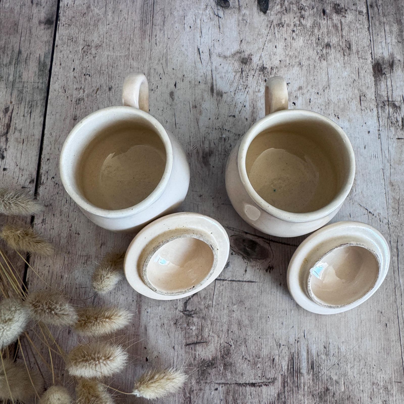 Pair Of French Vintage Lidded Custard Pots photo vinterior