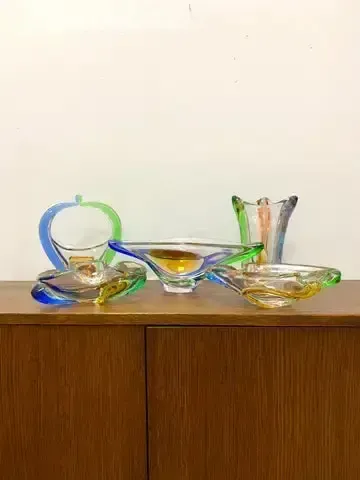 Mid Century Glass Set Rhapsody By František Zemek, Czech Art Glass, 1960s photo 558.0