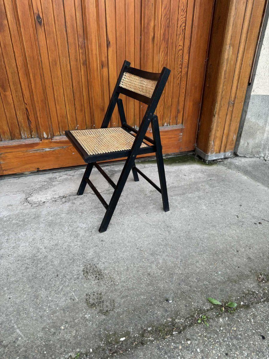 Vintage Folding Chairs With Cane Seats, 1970s, Set Of 5 photo Furniture