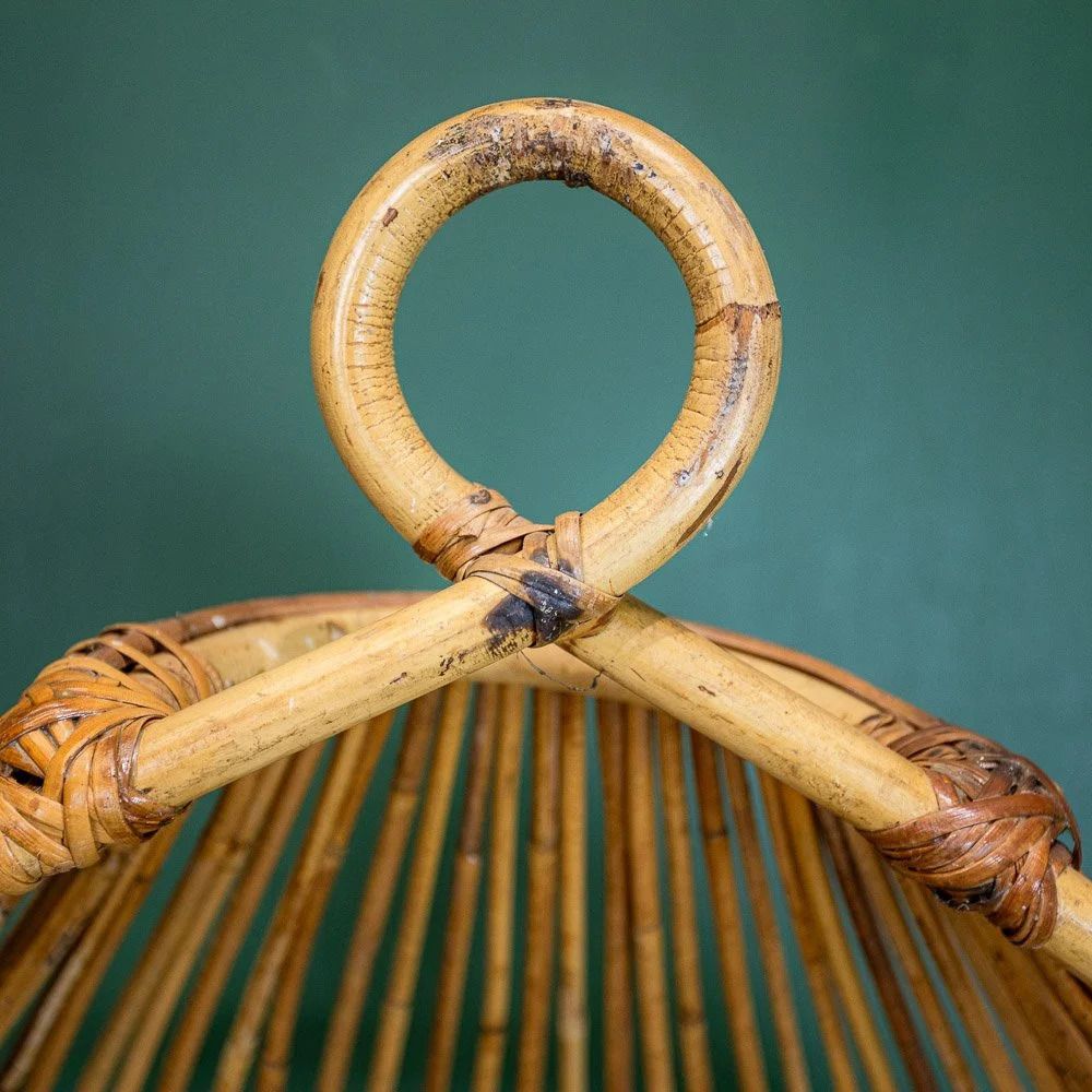 photo vintage Bamboo And Rattan Hanging Egg Chair By Fratelli Castano