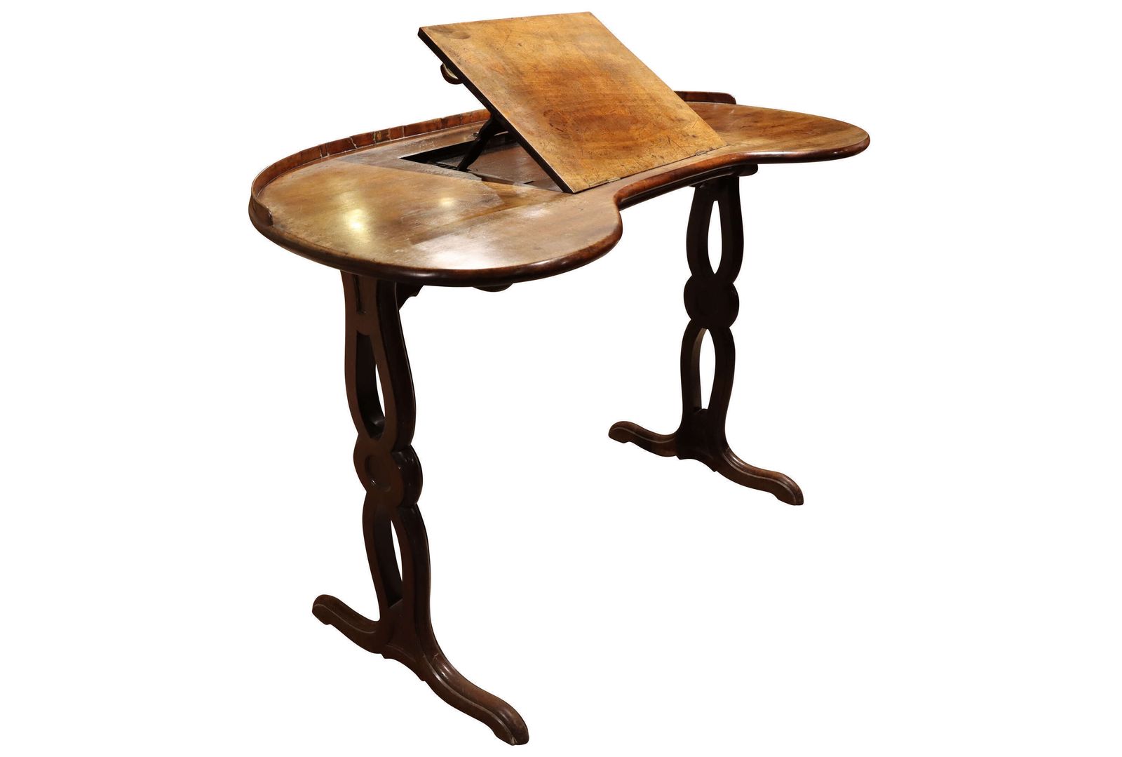Good Mid 19th Century Mahogany Kidney Shaped Library Table With Reading Slope, Circa 1840/ photo furniture