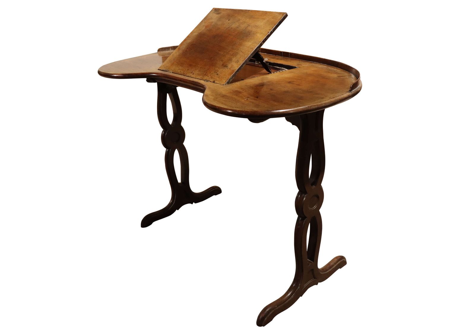Good Mid 19th Century Mahogany Kidney Shaped Library Table With Reading Slope, Circa 1840/ photo Furniture