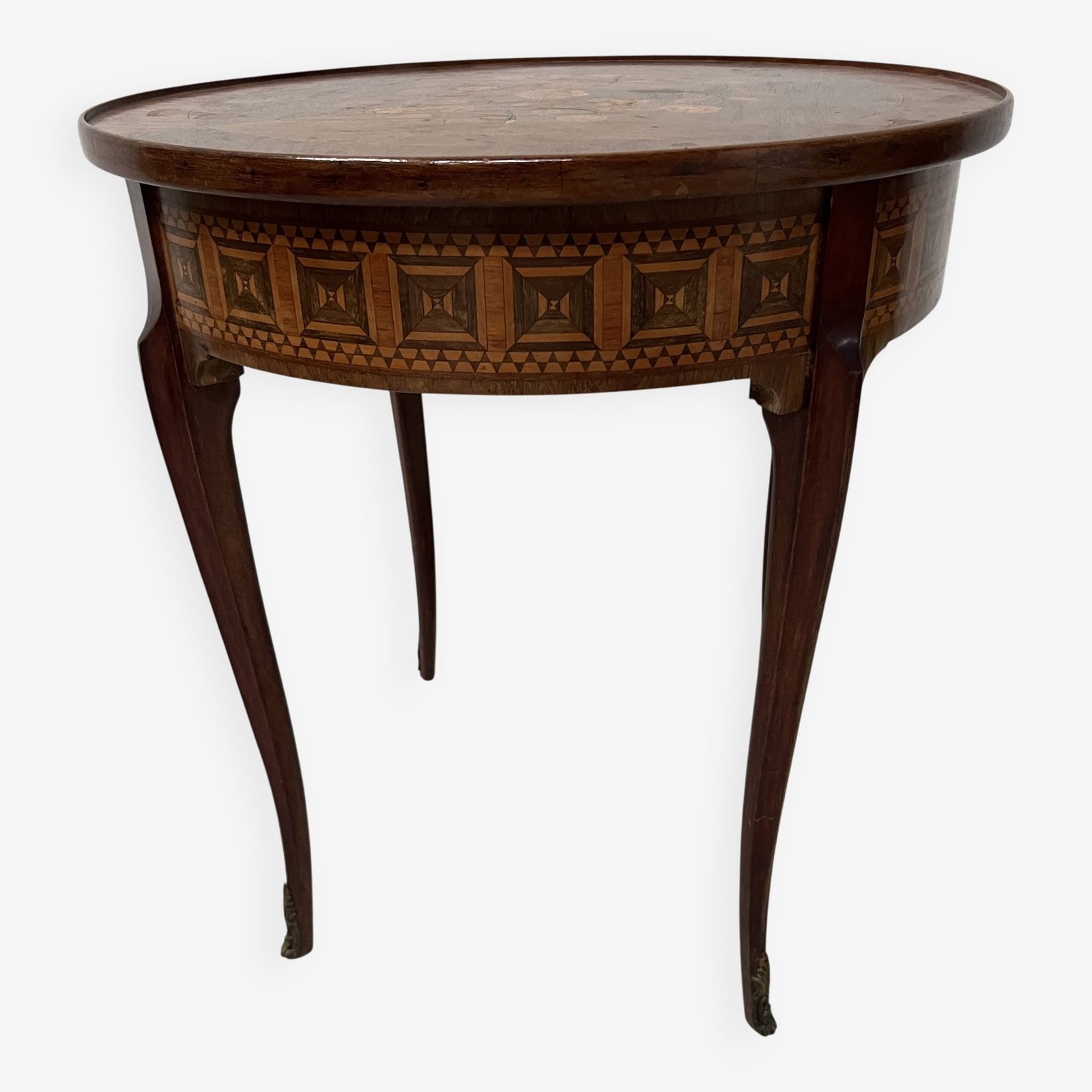 Louis XV Style Marquetry Wood Side Table, 20th Century