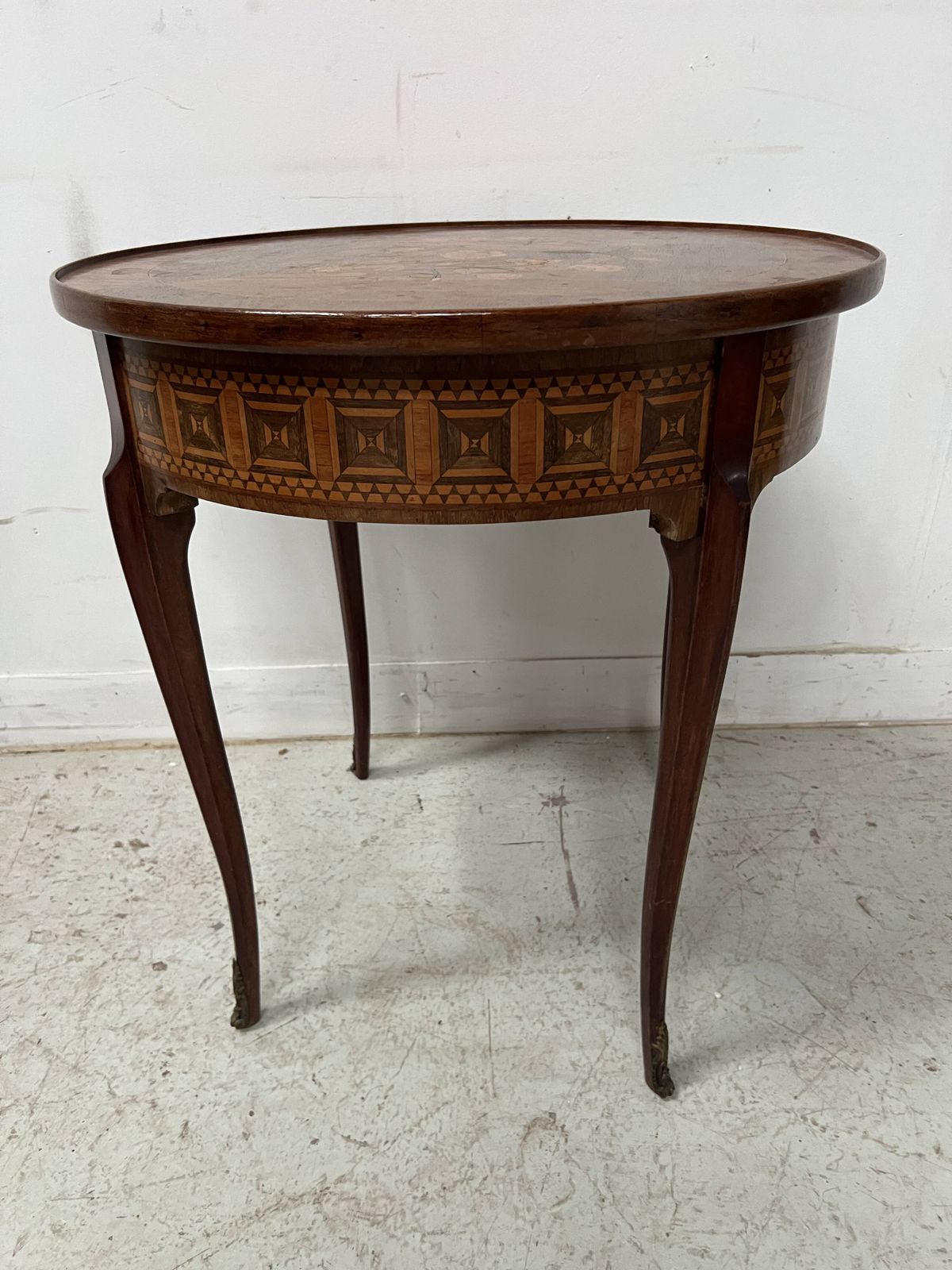 Louis XV Style Marquetry Wood Side Table, 20th Century photo furniture