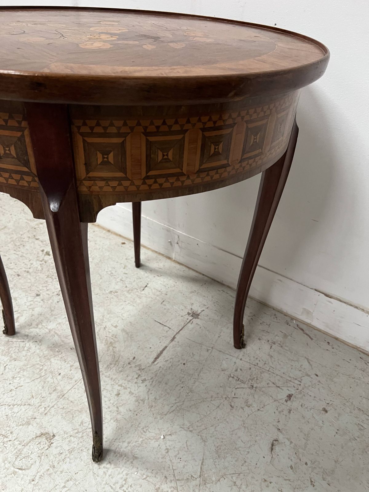 Louis XV Style Marquetry Wood Side Table, 20th Century photo buy