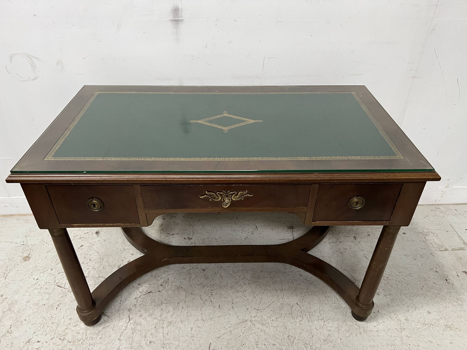 photo for sale Empire Style Desk In Mahogany And Veneer, 20th Century