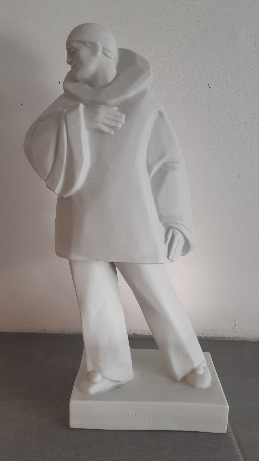 Antique French Art Deco Bisque 1930's Figure Eugene Riboulet 'Paillasse' Clown