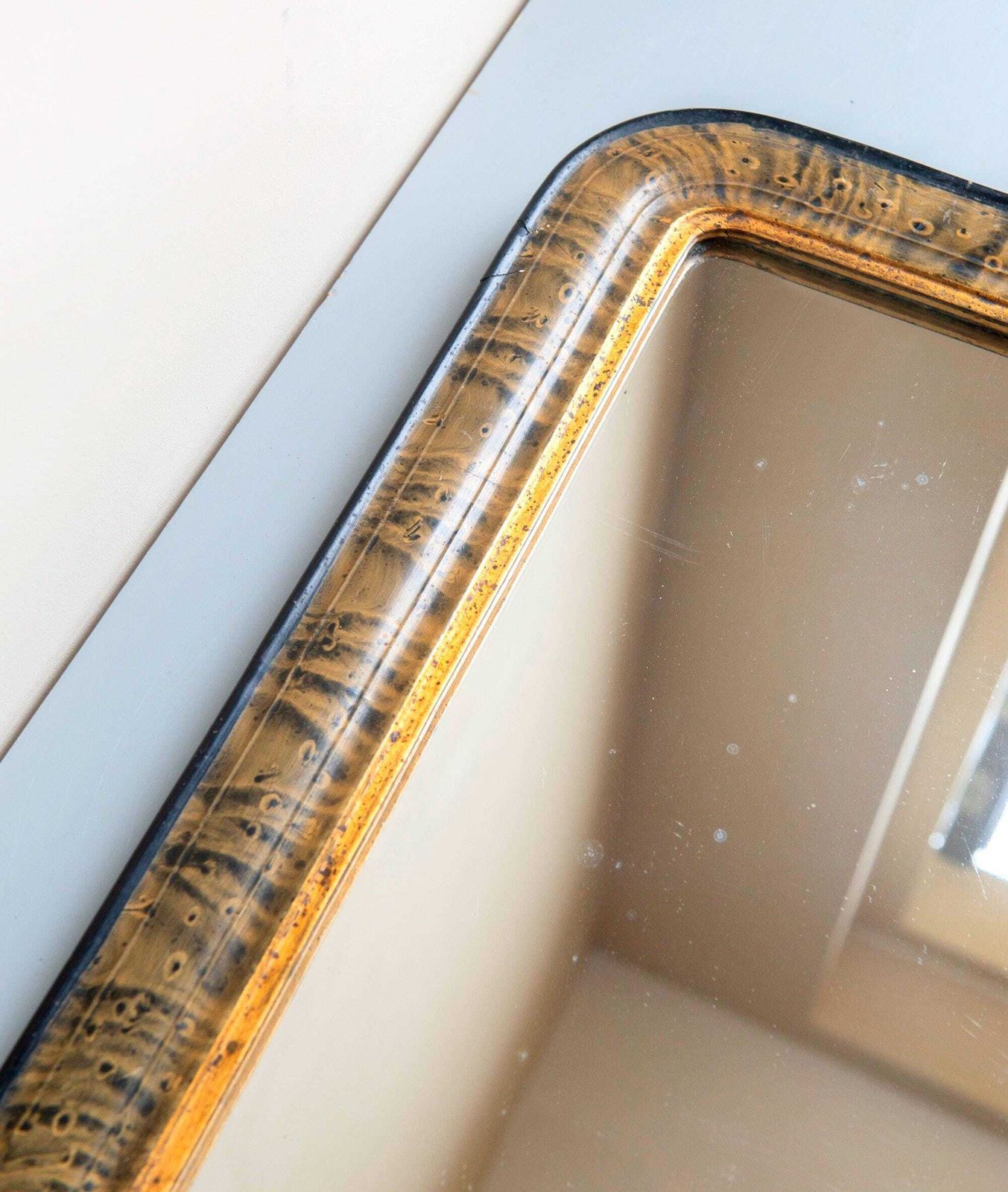 photo buy Antique Louis Philippe Mirror 19th Century French Farmhouse Mirror Marbled Arch Frame Rustic Half Round Wall Mirror