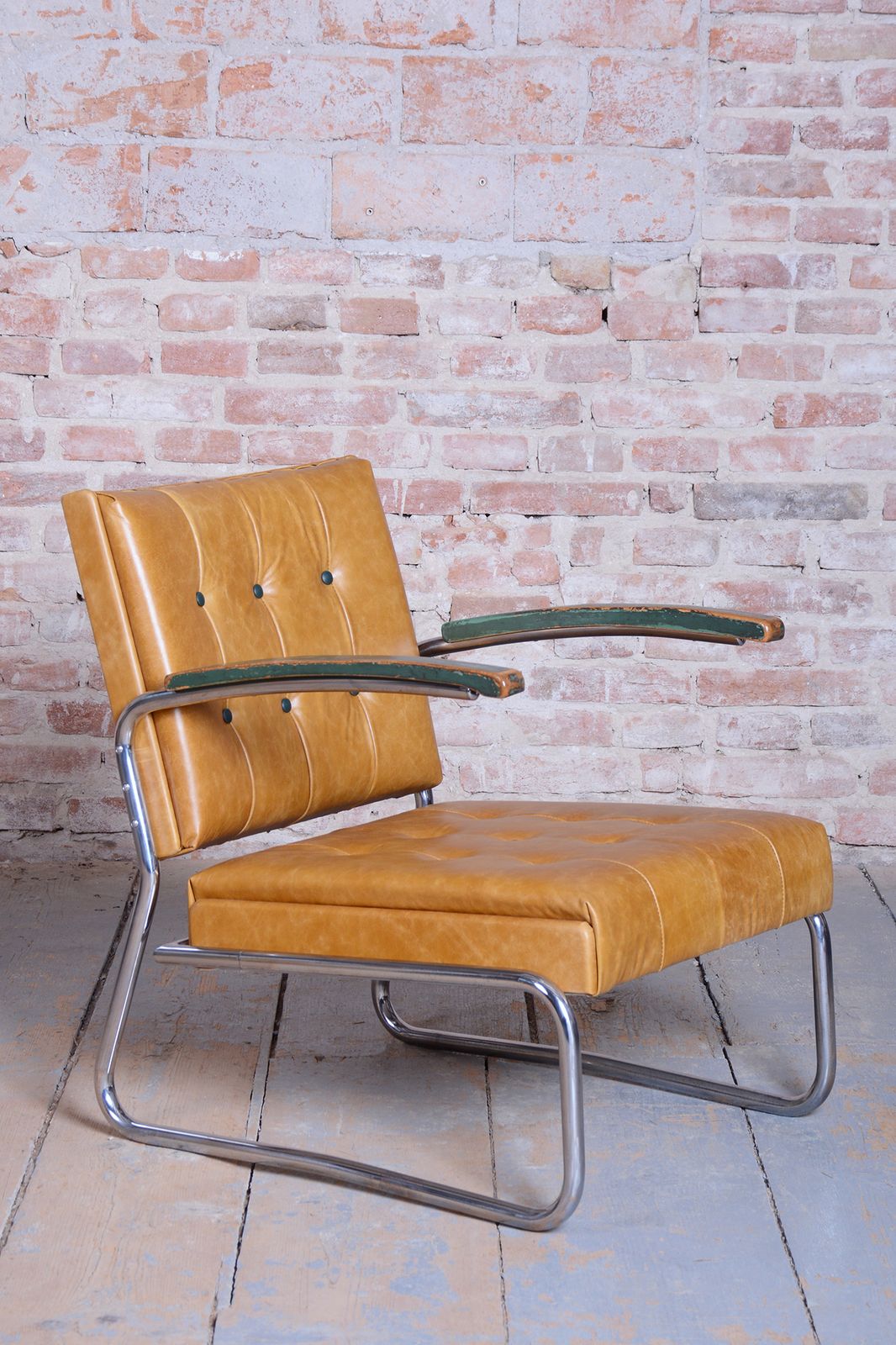 photo for sale Pair Of Restored Bauhaus Armchairs, By Mücke Melder, Beech, Chrome, Czech, 1930s
