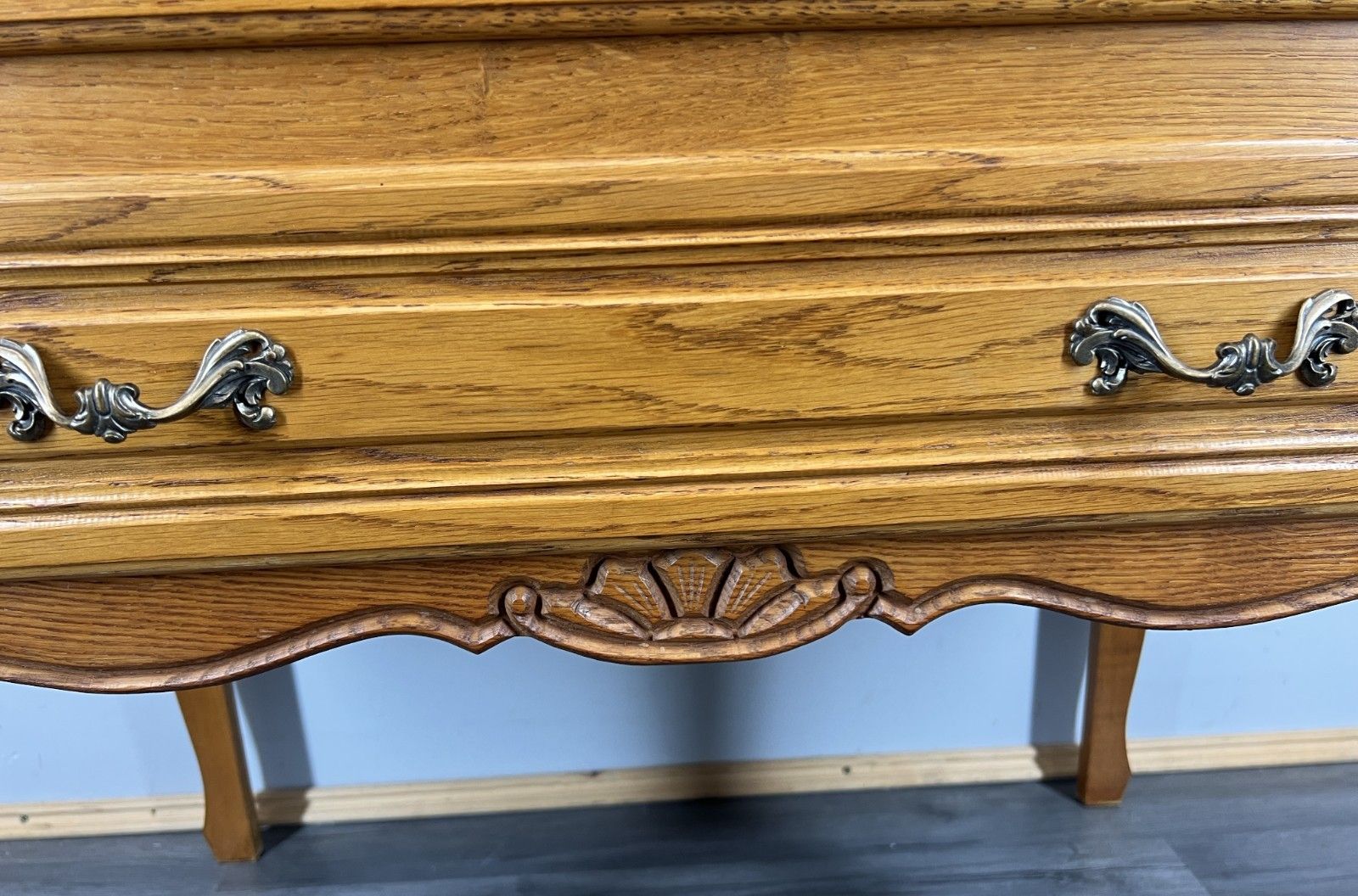 Chest Of Drawers Vintage French Louis Oak 2 Drawers Ornate Cabinet Lot 4438 photo vinterior