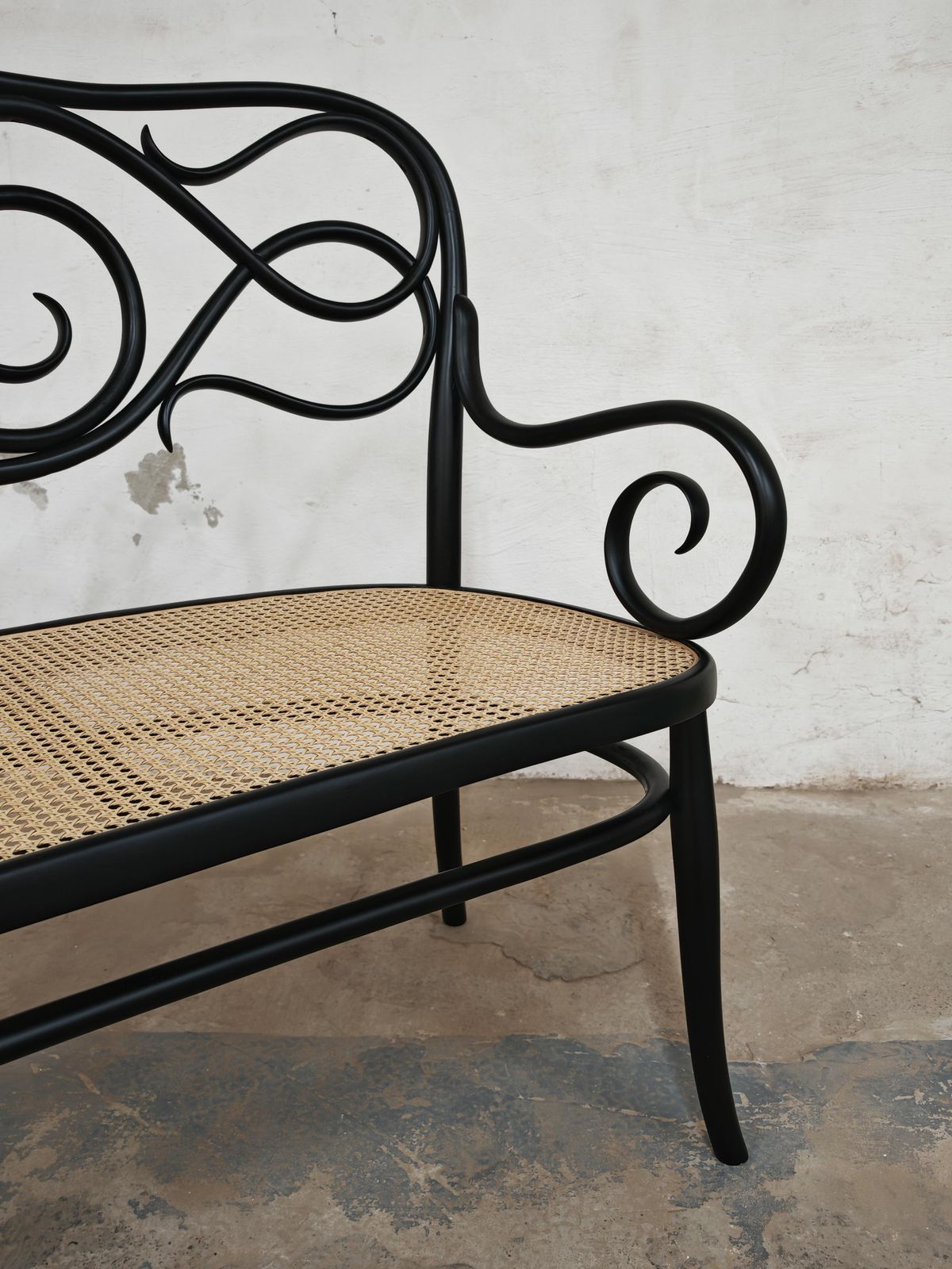 photo buy Art Nouveau Settee No. 2 In Bent Wood And Cane By Thonet Brothers, Austria 1870s