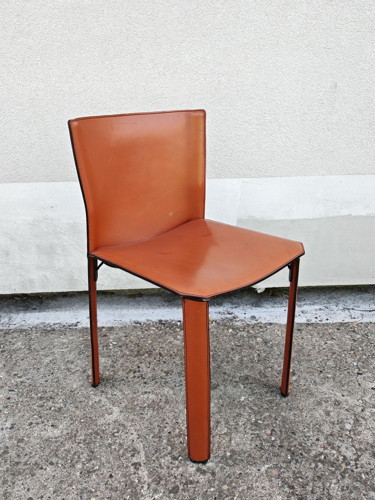 Pair Of Postmodern Leather Chairs By Giancarlo Vegni For Fasem, Italy 1984 photo Furniture