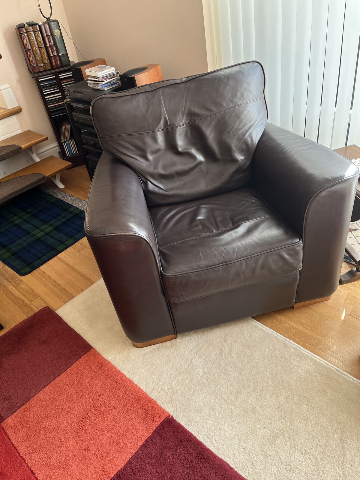 Collins & Hayes Brown Leather Club Armchair  Excellent Condition   No Tears