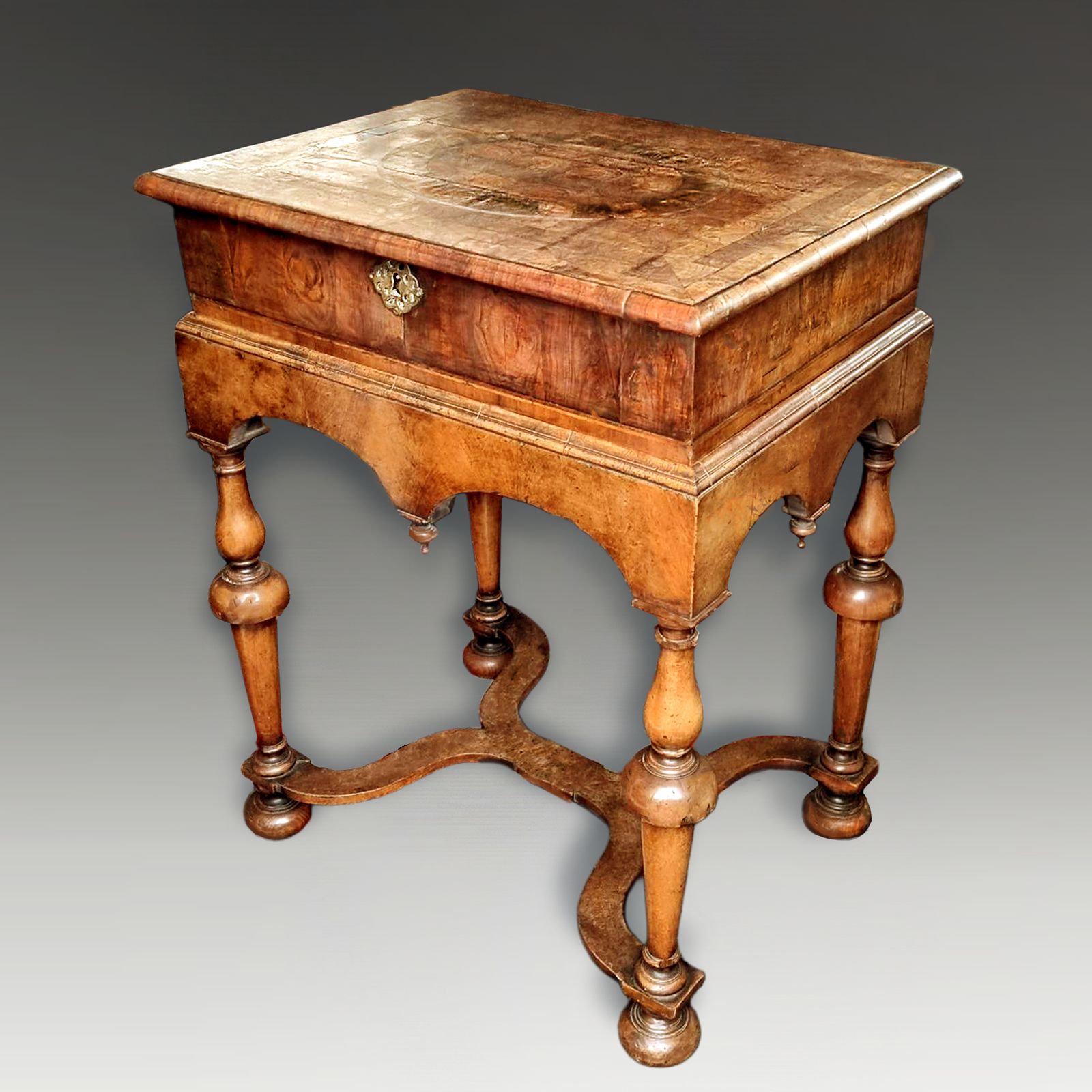 William And Mary Period   Walnut And Oyster Veneer Laburnum Large Box With Stand Circa 1690