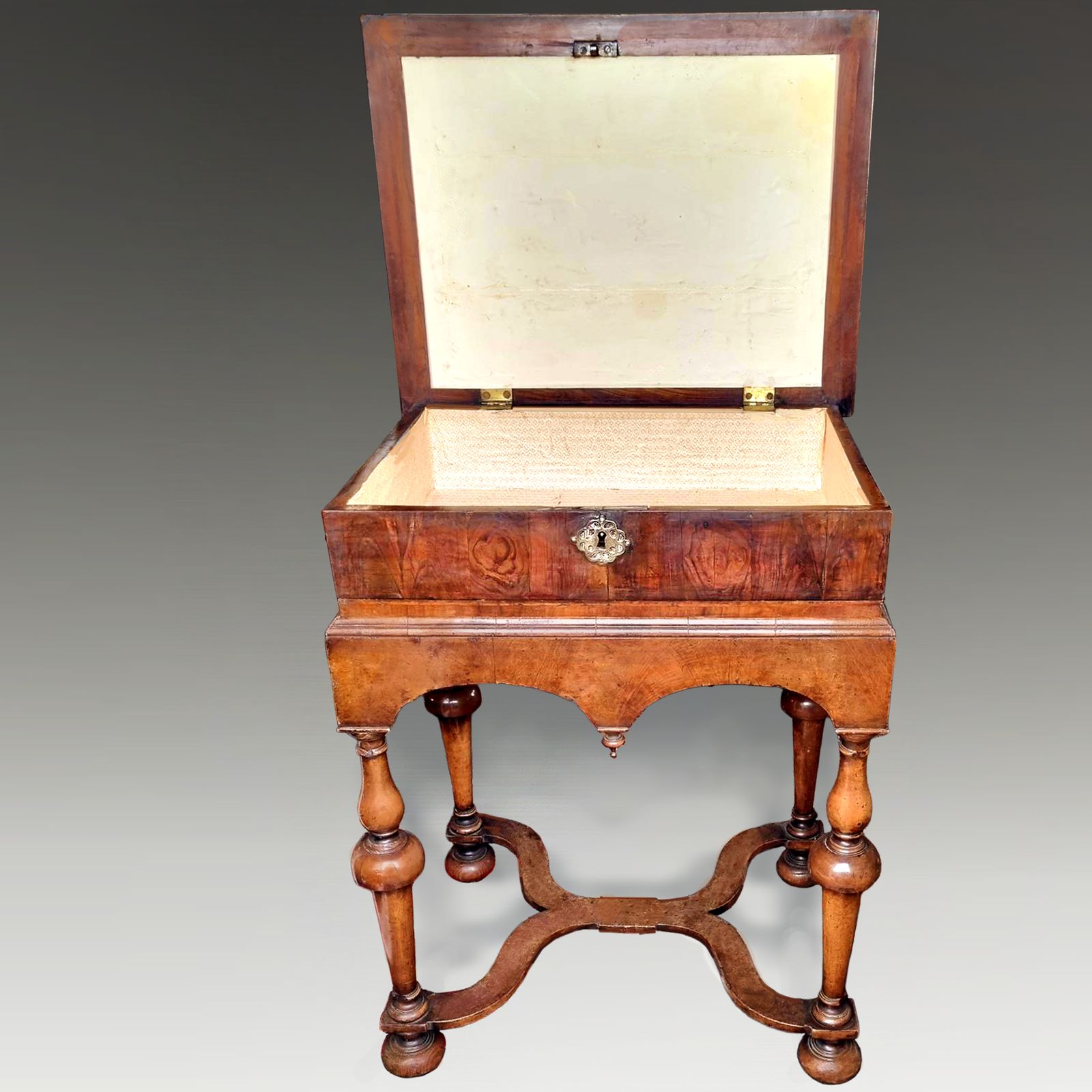 William And Mary Period   Walnut And Oyster Veneer Laburnum Large Box With Stand Circa 1690 photo furniture