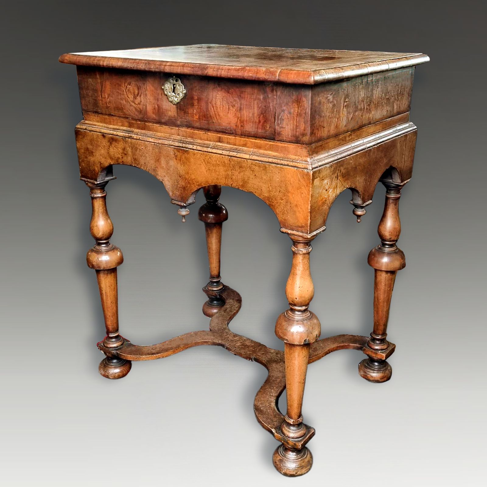 William And Mary Period   Walnut And Oyster Veneer Laburnum Large Box With Stand Circa 1690 photo for sale