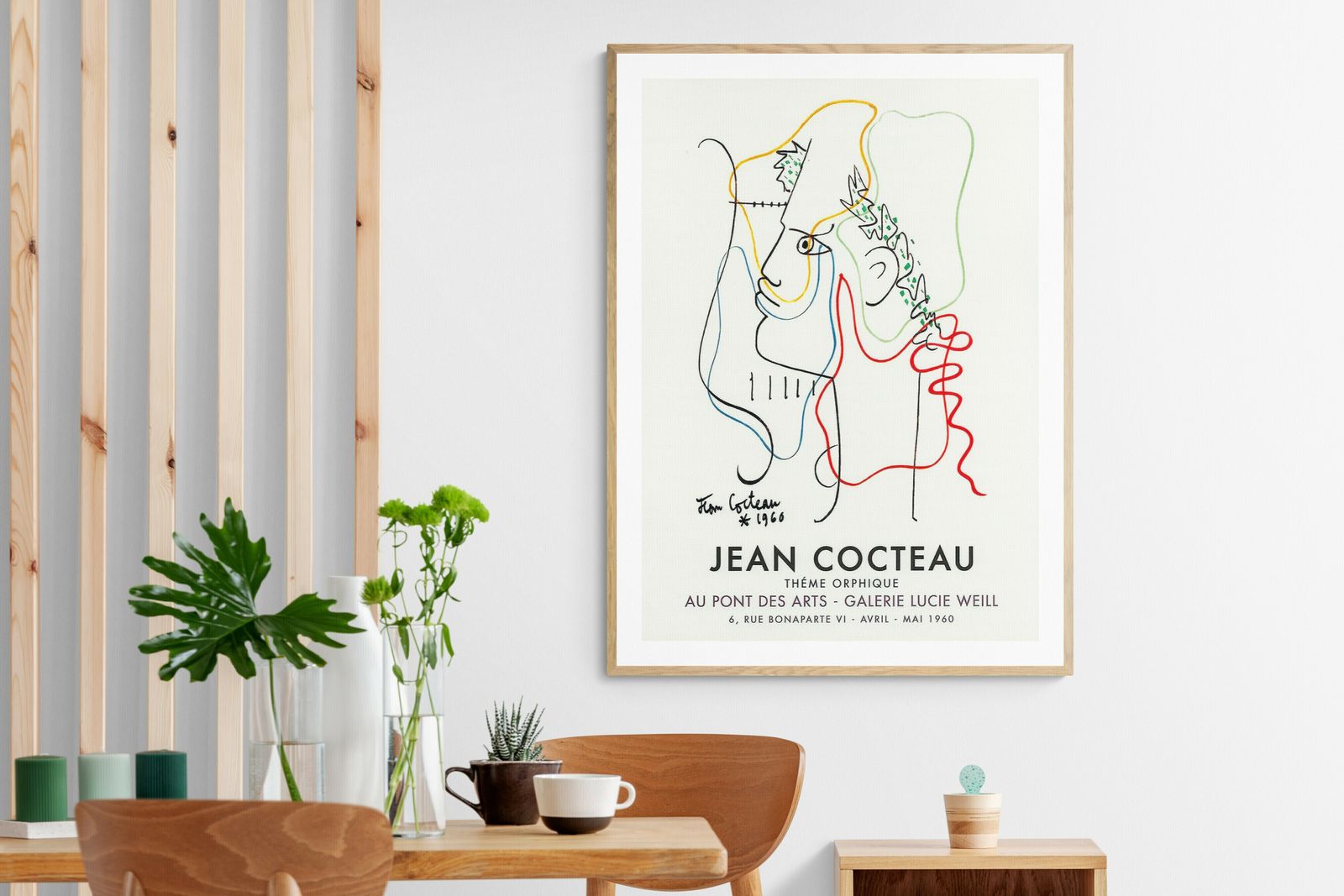 Jean Cocteau Exhibition White Abstract Canvas Art Print