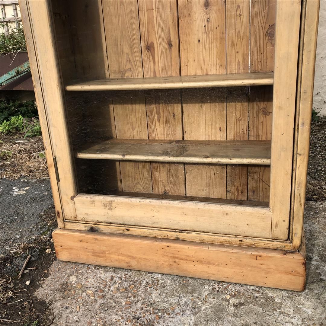 photo furniture Very Tall Narrow Shallow Antique Pine Glazed Display Cabinet 1920s