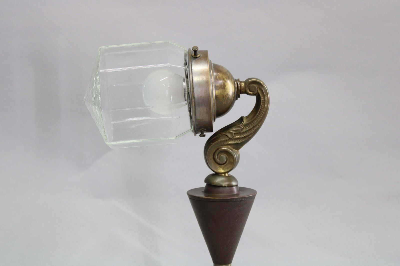 photo for sale 1930s Secession Brass And Glass Desk Lamp, Czechoslovakia