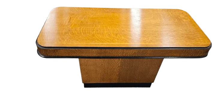Furniture A Pair Of Art Deco Golden Oak Console Tables photo