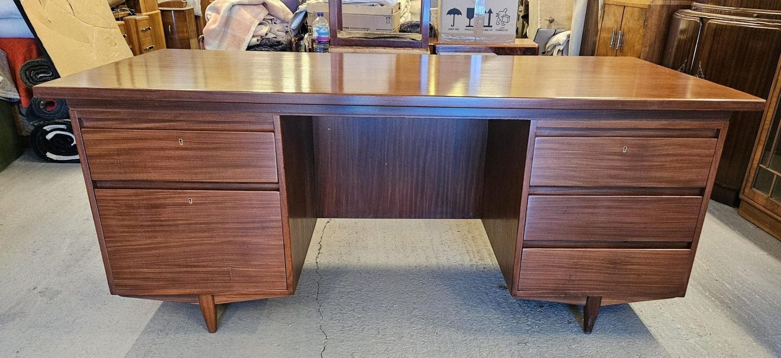 Large Danish Mid Century Teak Desk photo for sale