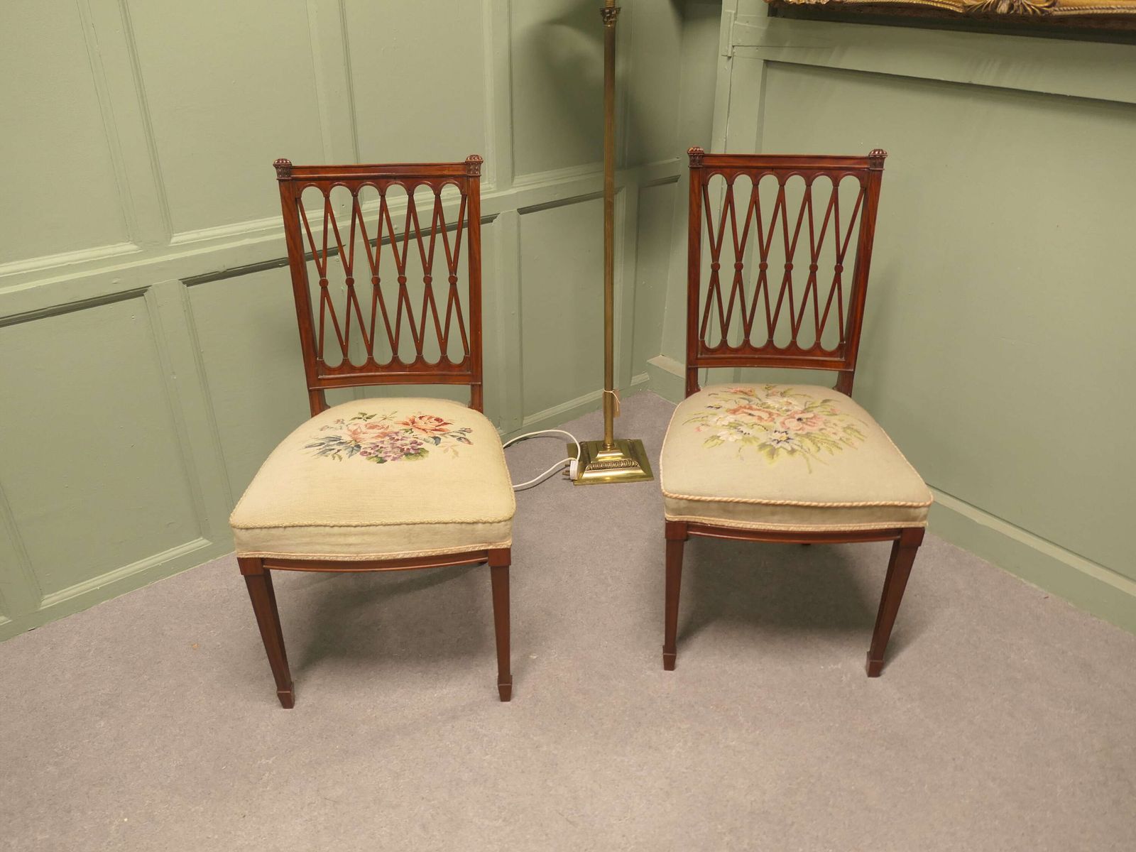 A Pair Of Arts And Crafts Walnut Hall Chairs photo Furniture