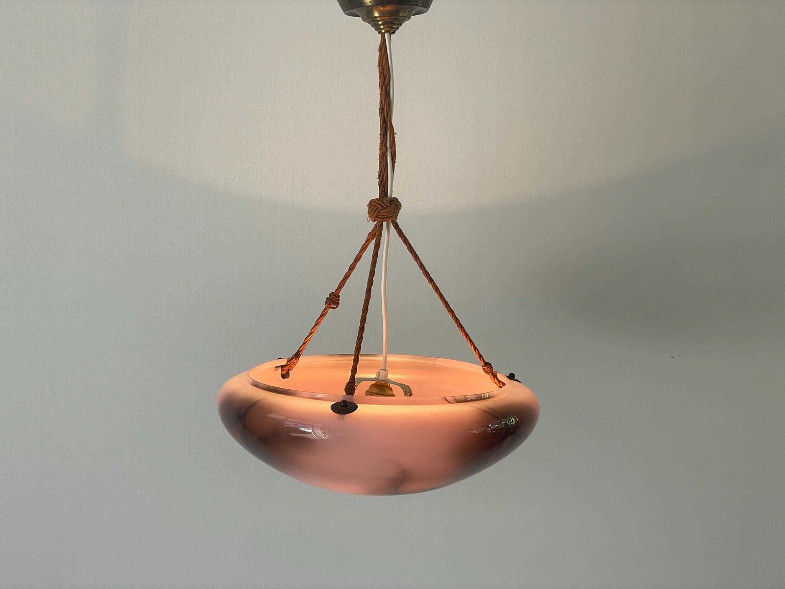 Art Deco Purple Glass Ceiling Lamp, 1940s, Germany photo furniture