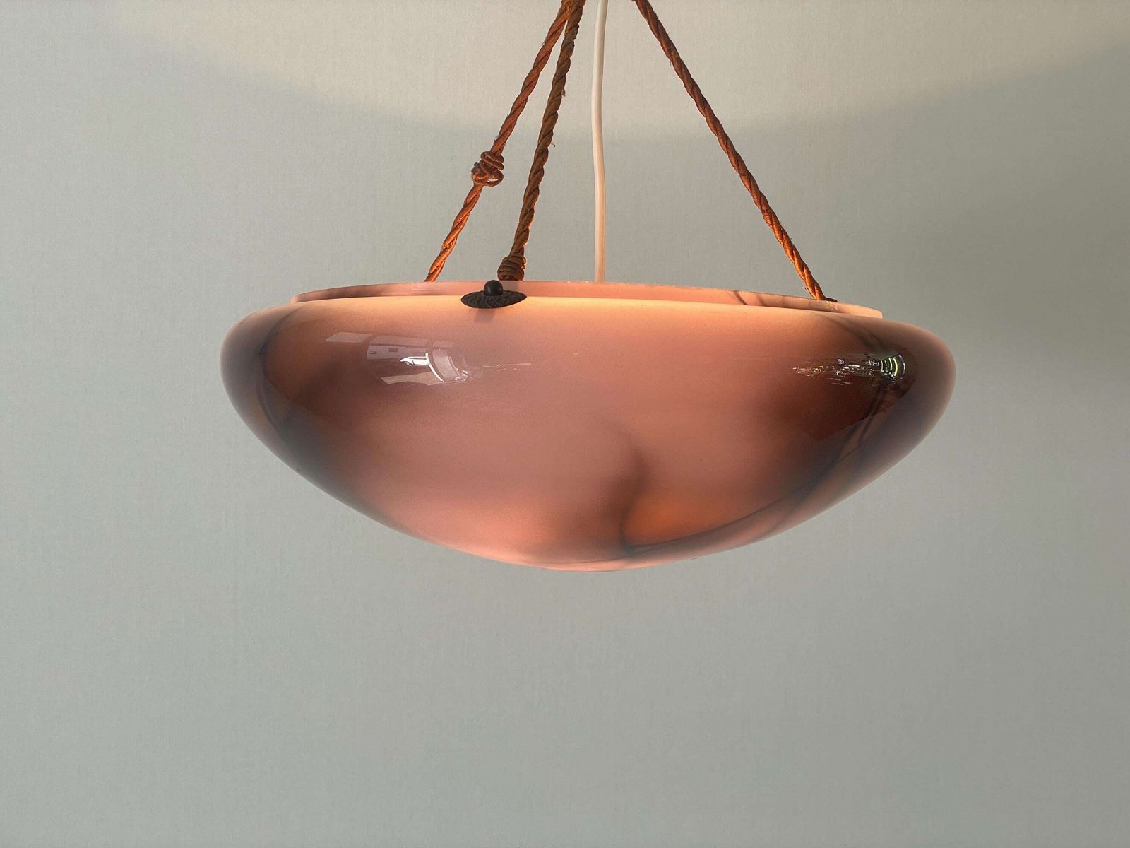 Art Deco Purple Glass Ceiling Lamp, 1940s, Germany photo vintage