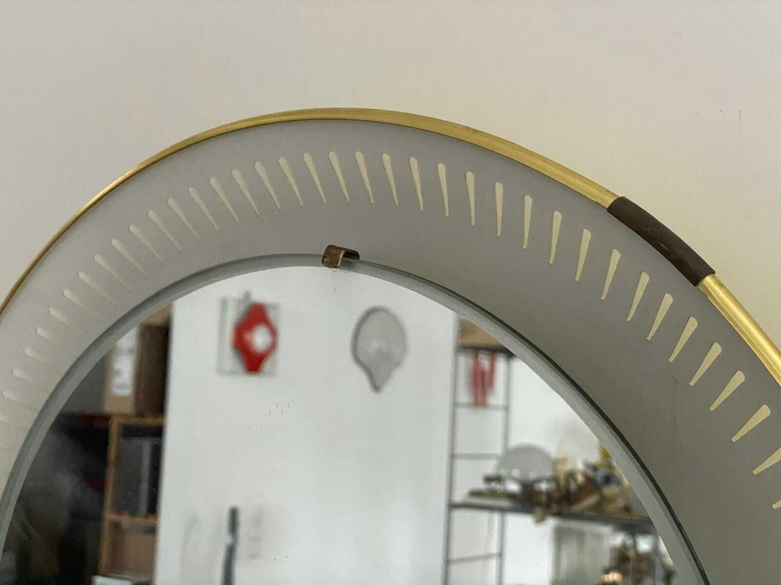 photo furniture Mid Century Modern Round Yellow And White Wall Mirror With Light By Hillebrand, 1950s, Germany