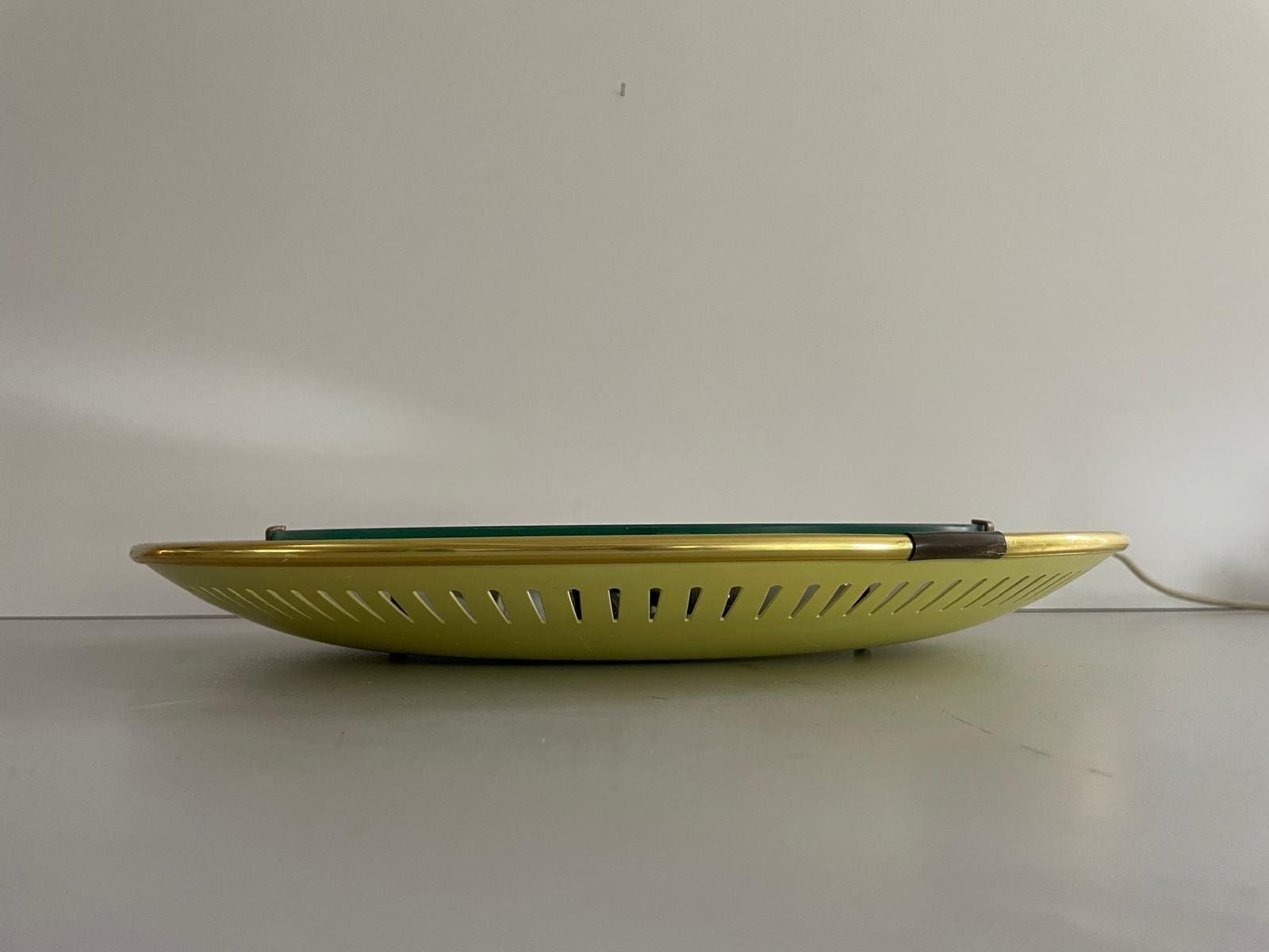 photo buy Mid Century Modern Round Yellow And White Wall Mirror With Light By Hillebrand, 1950s, Germany