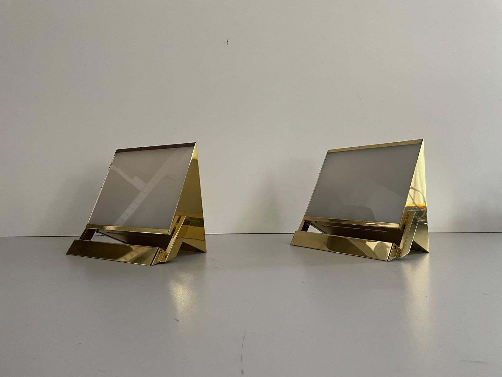 Mid Century Modern Rare Brass And Glass Pair Of Sconces By Vereinigte Werkstätten, 1960s, Germany photo for sale