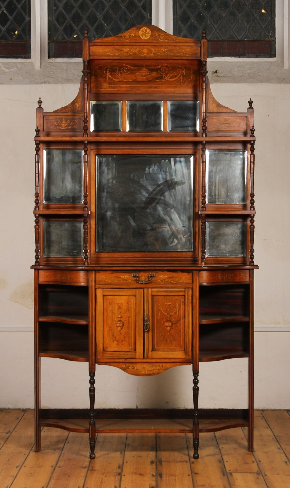 Victorian Large Ornately Carved Inlaid Rosewood Sideboard With Mirrors photo Furniture